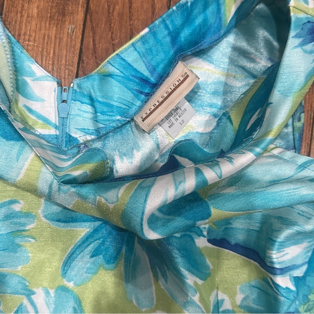Expressions Blue Sleeveless Scoop Neck Sundress - Picture 15 of 16